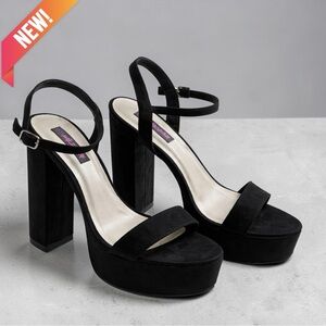 NEW Wild Diva Lounge Microfiber Suede Block Heel Sandals